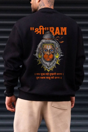 Shree Ram Printed Black Sweatshirt