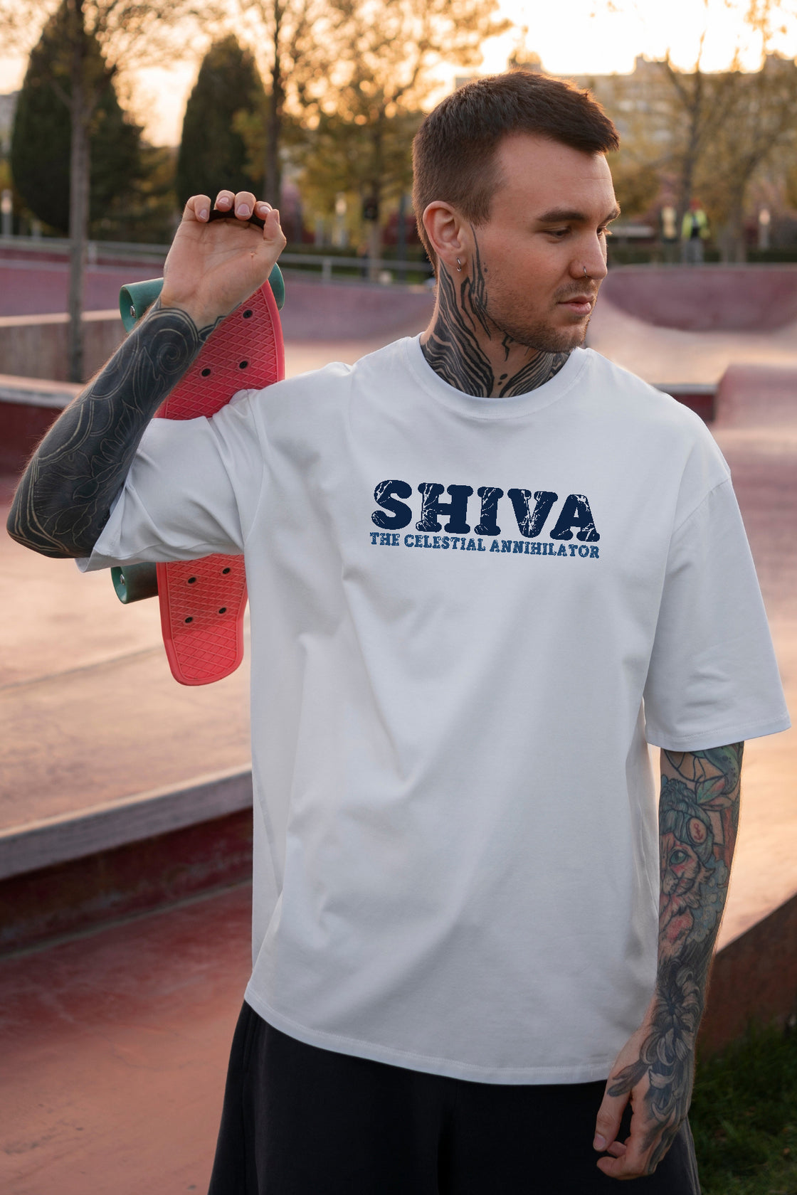 Men's Shiva The Celestial Annihilator Printed Regular/Oversized T-Shirt