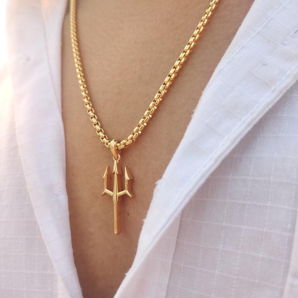 Gold Plated Trishul Pendant Chain – Vedic Tees - Main Image