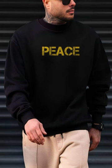 Peace Printed Black Sweatshirt