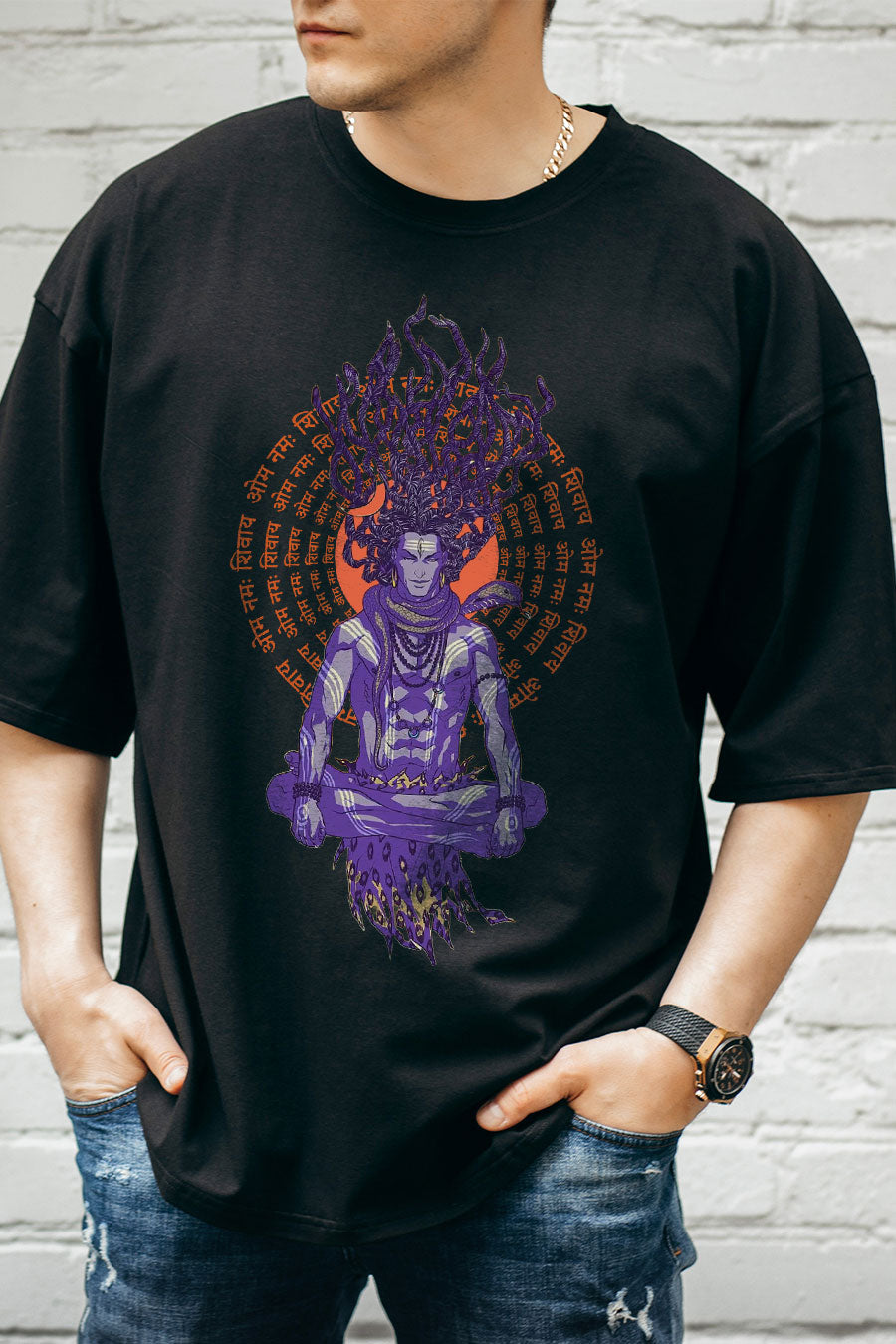 Men's Om Namah Shivay Printed Regular/Oversized T-shirt