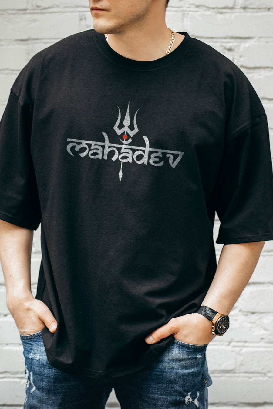 Men's Mahadev Printed Regular/Oversized T-Shirt
