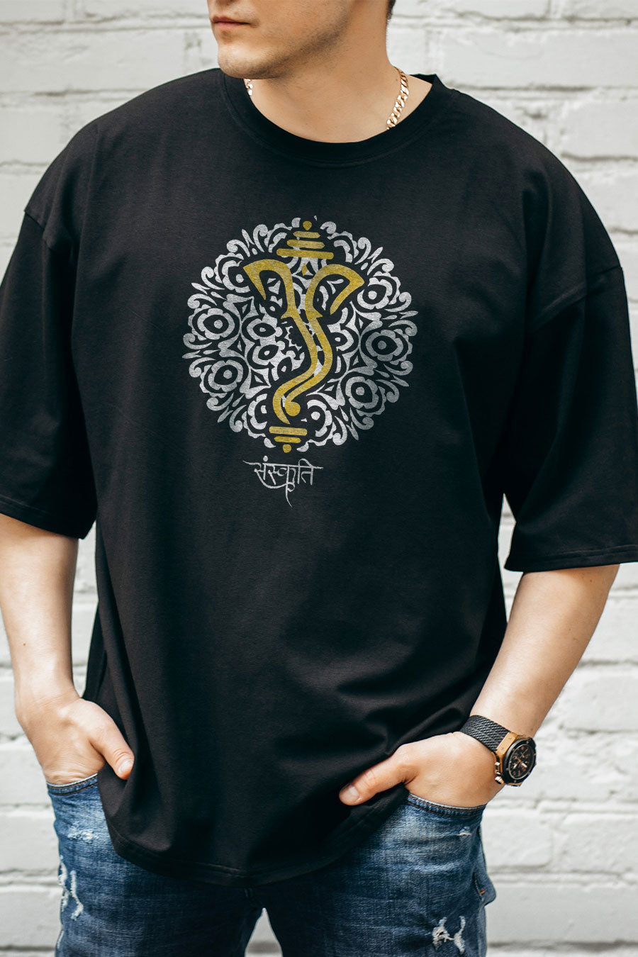 Men's Sanskriti Printed Regular/Oversized T-Shirt