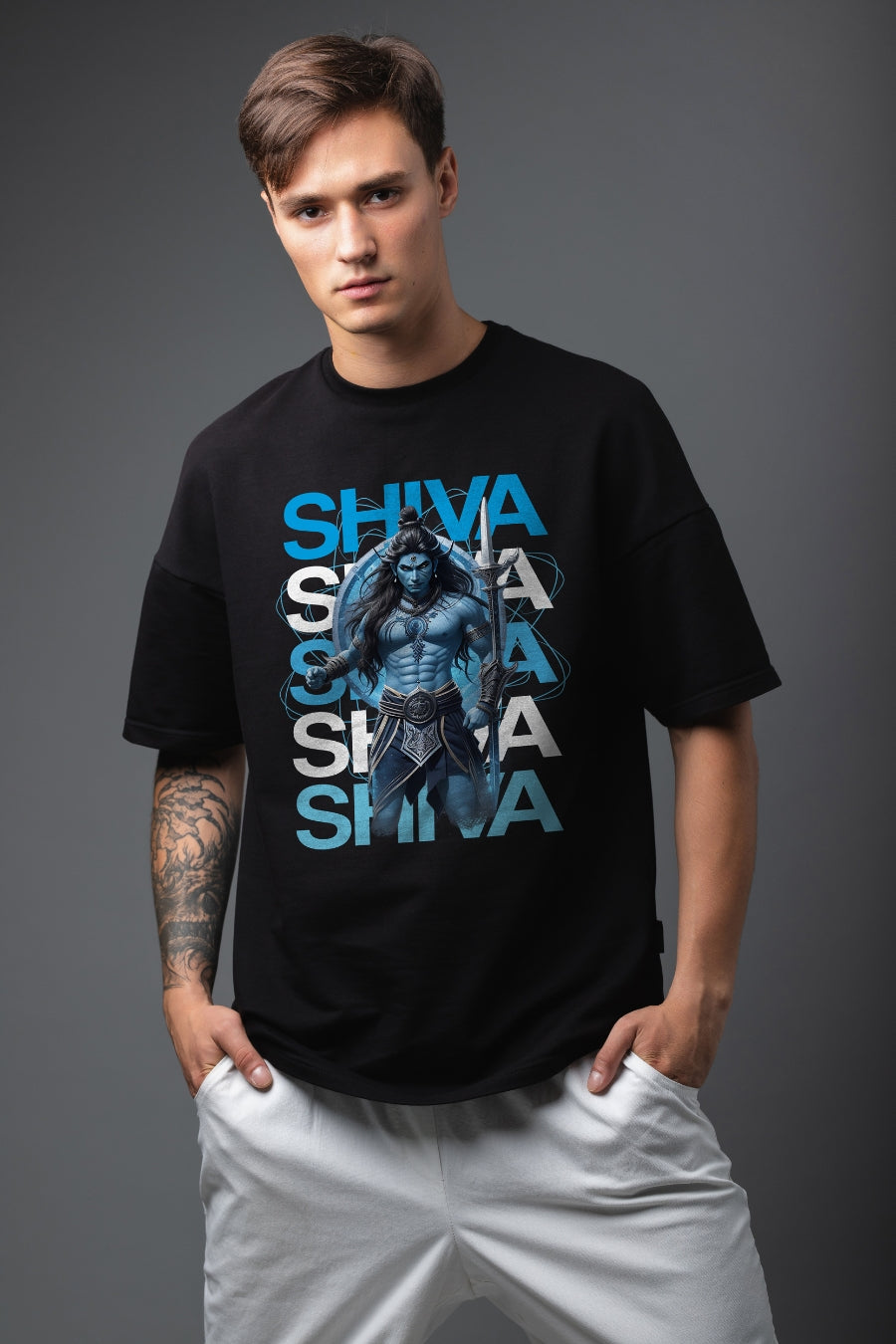Men's Shiva Front Printed Regular/Oversized T-Shirt